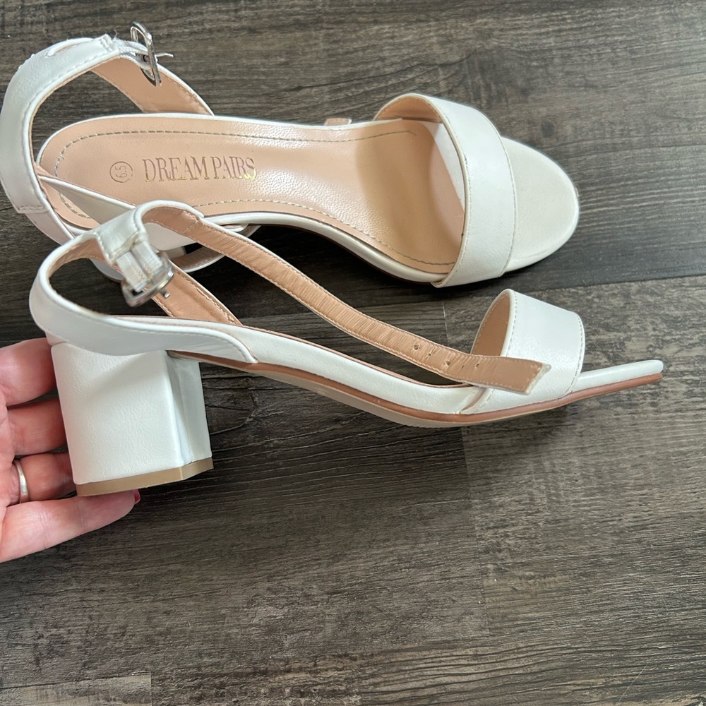 Dream Pairs Women's White Block Heel Sandals